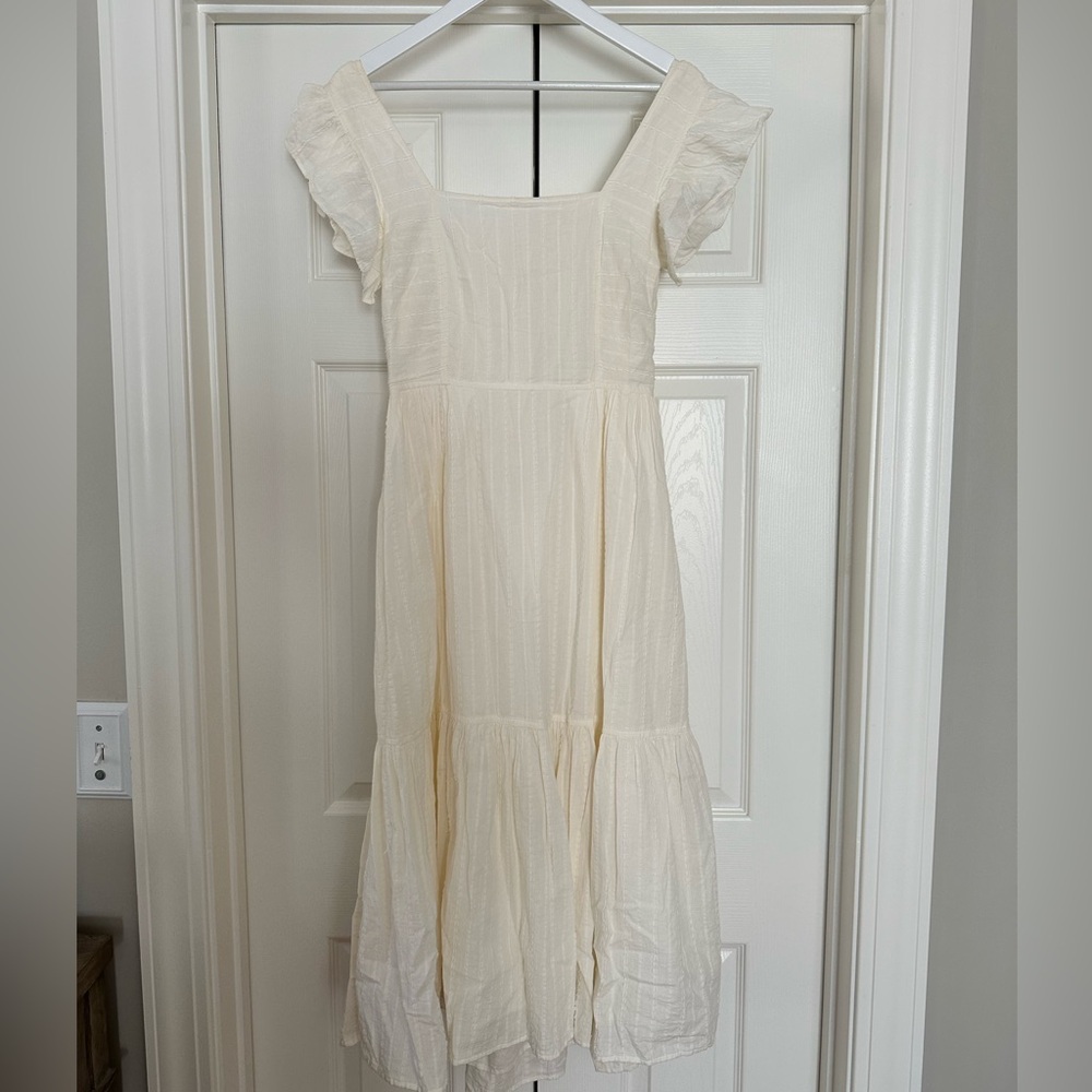 Madewell Cream Tiered Sundress with Flutter Sleeves Small